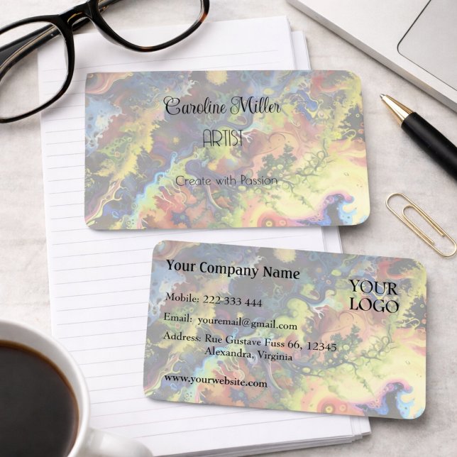 Serenity in Blue Abstrakt Flowing Forms Visitkort (Skapare uppladdad)