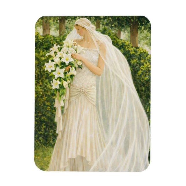 Serenity in Ivory: A Bride in a Garden Reverie Magnet (Vertikal)