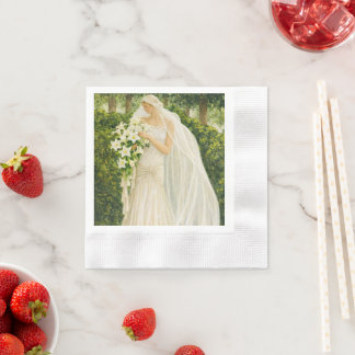 Serenity in Ivory: A Bride in a Garden Reverie Pappersservett