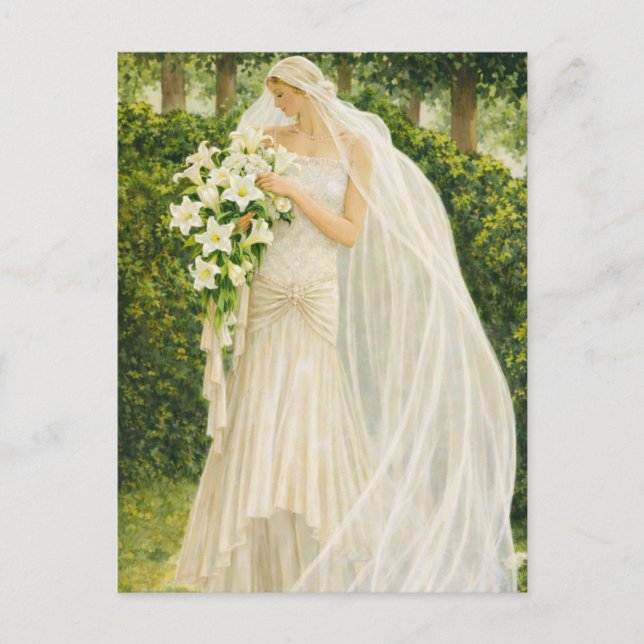 Serenity in Ivory: A Bride in a Garden Reverie Vykort (Framsida)
