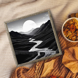 Serenity in the Valley: A Black and White Art Fototryck