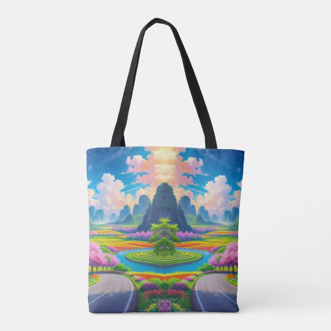 "Serenity in Vår - Fantasy Road Tote Bag" Tygkasse (Baksida)