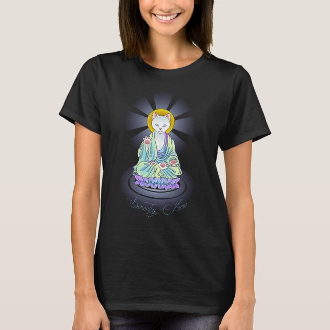Serenity jamar skjortan för Buddha kattlotusblomma T Shirt (Framsida)