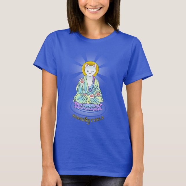 Serenity jamar skjortan för Buddha kattlotusblomma Tee Shirt (Framsida)