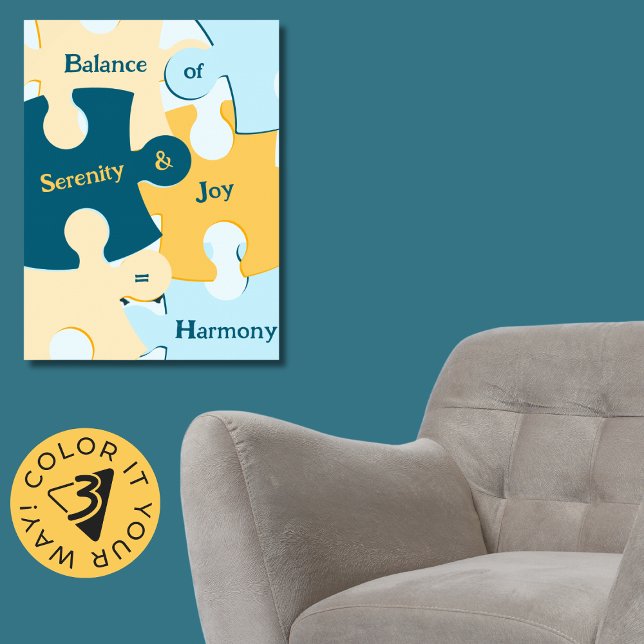 Serenity & Joy = Harmony Puzzle Delarare Poster (Balance of Serenity and Joy is Harmony Puzzle Pieces Poster, Livingroom)