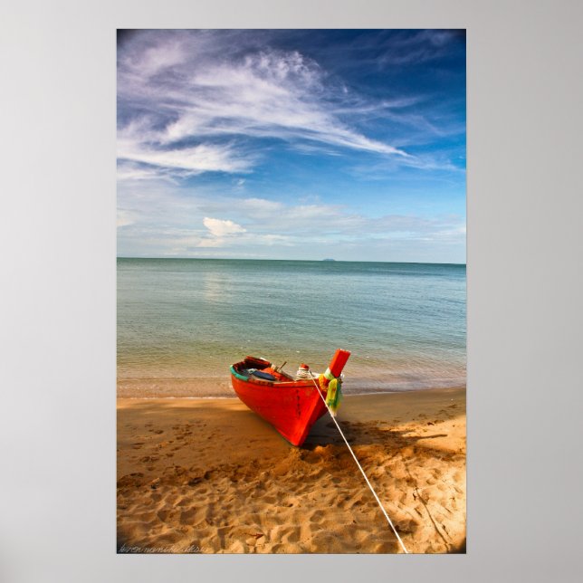 "Serenity - Little Red Boat"-fotoutskrift Poster (Framsidan)