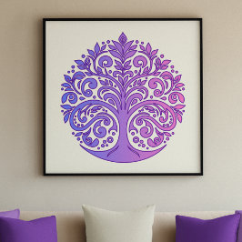 Serenity Livets träd Mandala - Soothing Shades Poster