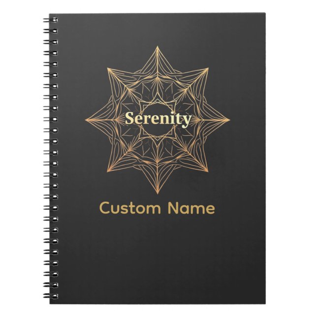 Serenity Mandala Golden Helig Anpassningsbar Anteckningsbok (Framsidan)