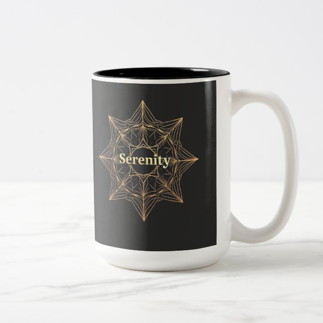 Serenity Mandala Golden Helig Två-Tonad Mugg (Höger)