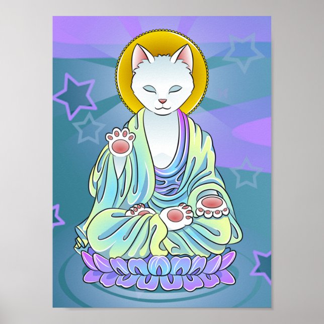 Serenity Meow Cat Buddha Zen Poster (Framsidan)