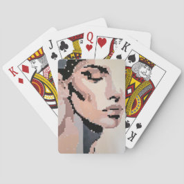 Serenity Modern Neutralt Pixel Art Porträtt Casinokort