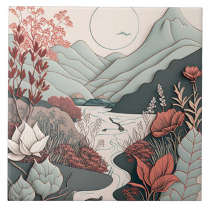 Serenity Nature Red and Grått Ceramic Tile Kakelplatta