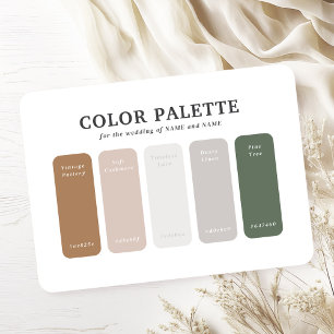 Serenity Neutralt minimalist Bröllop Färg palett Tilläggskort