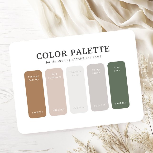 Serenity Neutralt minimalist Bröllop Färg palett Tilläggskort (The Serenity Wedding Suite Vintage Pottery Color Palette - Mix and match for the perfect wedding.)