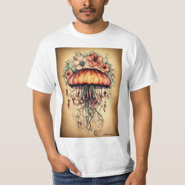 Serenity of the Depth Enchanting Jellyfish t-Shirt (Framsida)