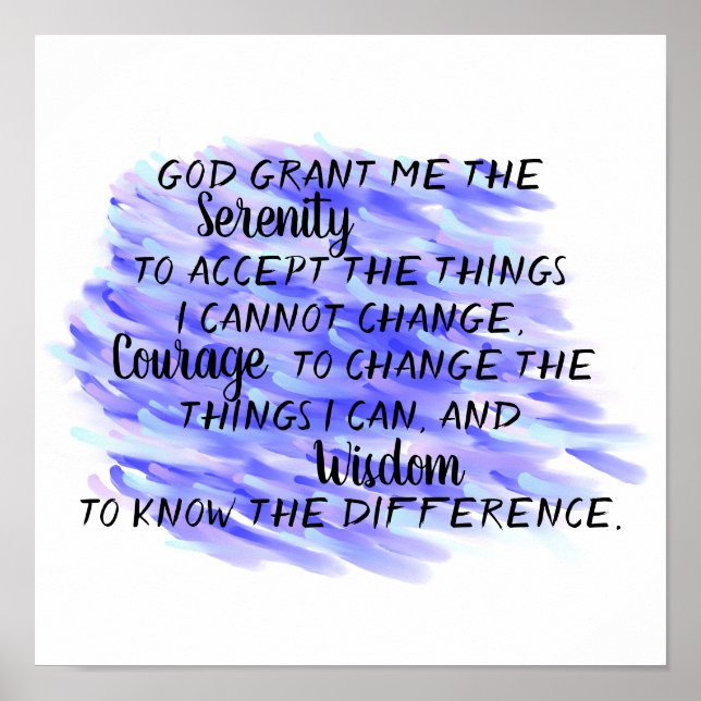 Serenity Paryer, abstrakt blå vattenfärgsdesign Poster (Framsidan)