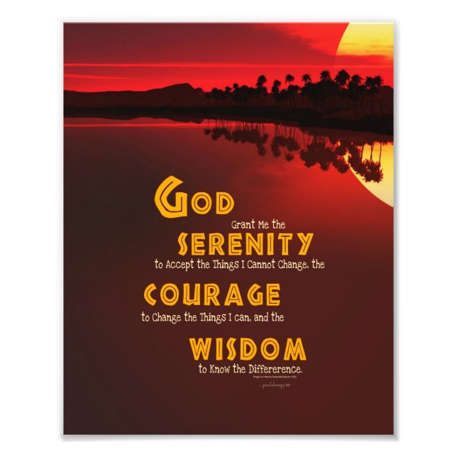 Serenity Prayer: African Red Sol Strength/Recovery Fototryck (Framsidan)