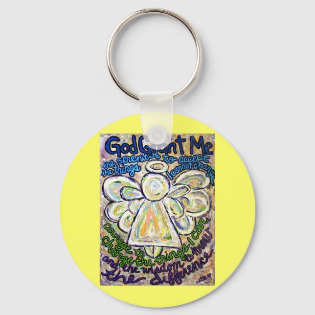 Serenity Prayer Angel Art Keychain Pendant Nyckelring (Framsida)