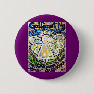 Serenity Prayer Angel Art Painting Button Knapp