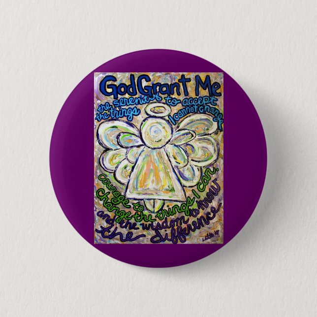 Serenity Prayer Angel Art Painting Button Knapp (Framsida)