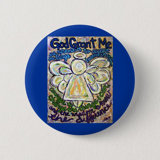 Serenity Prayer Angel Art Painting Button Knapp (Framsida)
