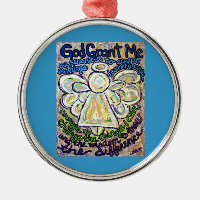 Serenity Prayer Angel Art Painting Ornament Charm (Framsidan)