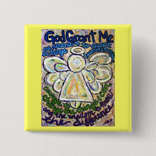 Serenity Prayer Angel Art Painting Pendant Knapp (Framsida)
