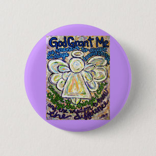 Serenity Prayer Angel Art Painting Pin Knapp