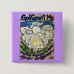 Serenity Prayer Angel Art Painting Pin Knapp