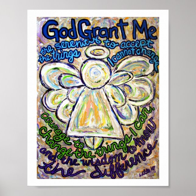 Serenity Prayer Angel Painting Art Poster (liten) (Framsidan)
