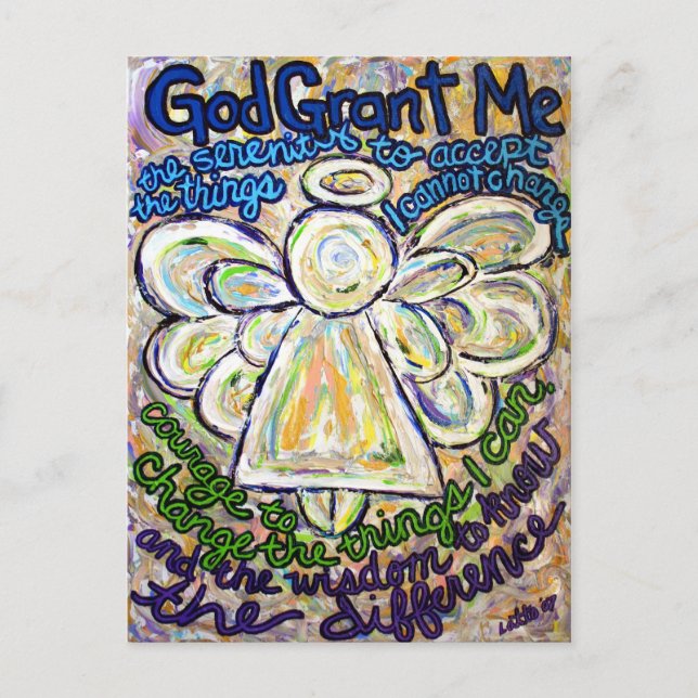 Serenity Prayer Angel Painting Art Postkort Vykort (Framsida)