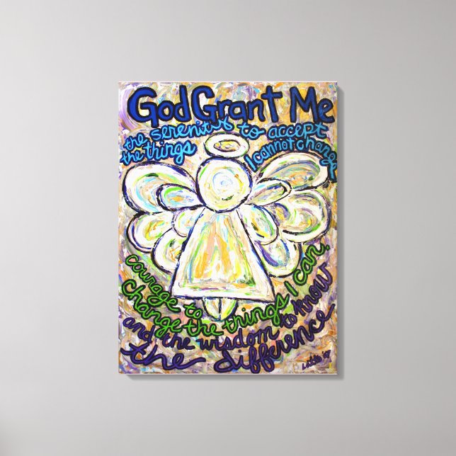 Serenity Prayer Angel Painting Wrapped Canvas Art (Framsida)