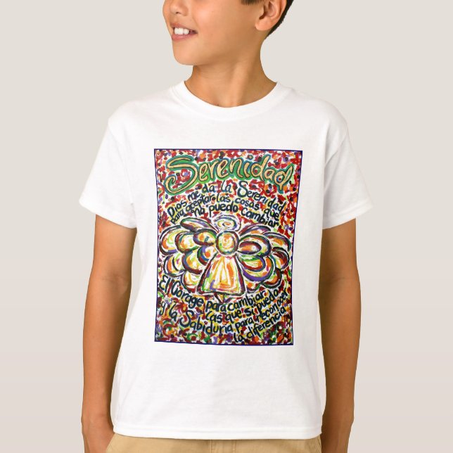 Serenity Prayer Angel (spansk text) Tee (Framsida)