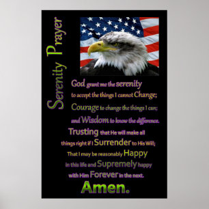 Serenity Prayer Bevackra American örns head Poster