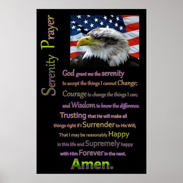 Serenity Prayer Bevackra American örns head Poster (Framsidan)