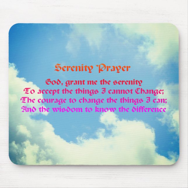 Serenity Prayer Blå himmel inspirational Musmatta (Framsidan)