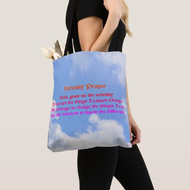 Serenity Prayer Blå himmel inspirational Tote Bag Tygkasse (Närbild)