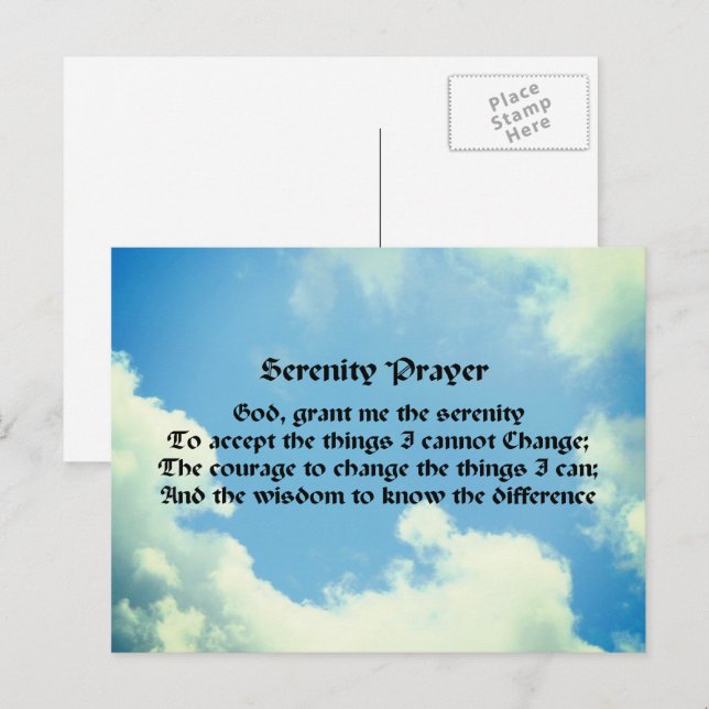 Serenity Prayer Blå himmel inspirational Vykort (Fram/baksida)
