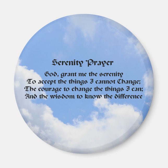 Serenity Prayer Blå himmel, inspirationsmätare Magnet (Framsidan)