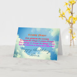 Serenity Prayer Blå himmel Personlig Birthday Kort