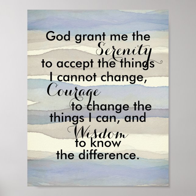Serenity prayer, blått grått rand poster (Framsidan)
