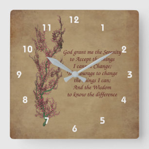 Serenity Prayer Blommande Träd Inspirerande Fyrkantig Klocka