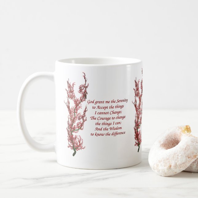 Serenity Prayer Blommar Träd inspirational Kaffemugg (Med munk)