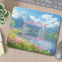 Serenity Prayer Blommigt Hjärta Med Bergsutsikt