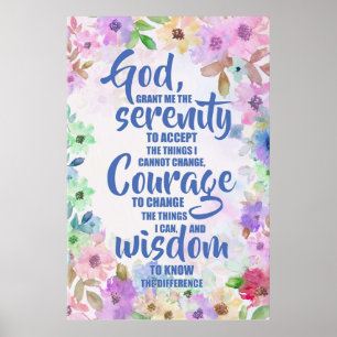 Serenity Prayer Blommigt Poetry Poster
