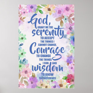 Serenity Prayer Blommigt Poetry Poster