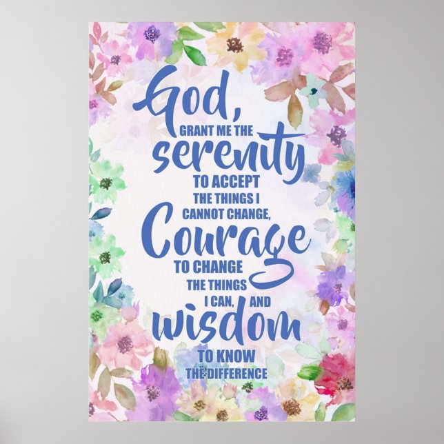 Serenity Prayer Blommigt Poetry Poster (Framsidan)