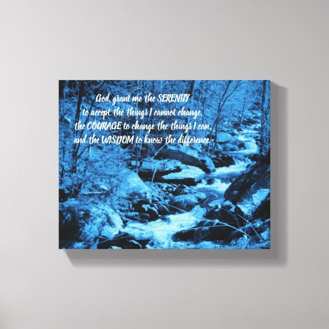 Serenity Prayer Blue Flowing Brook - inspiration Canvastryck (Framsida)