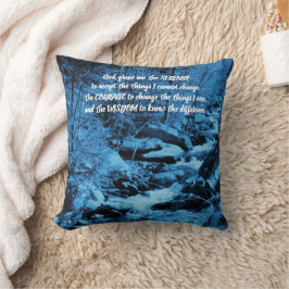 Serenity Prayer Blue Flowing Brook - inspiration Kudde