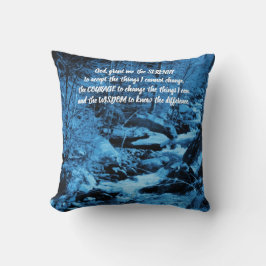 Serenity Prayer Blue Flowing Brook - inspiration Kudde